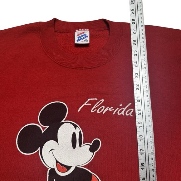 Vintage 90s Mickey Mouse Graphic Pullover Sweatshirt Mens XL Velva Sheen Red - Picture 5 of 6